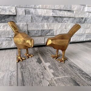 Gold Birds  Figurine Farmhouse Animal Lover Home Decor Made In India Metal Set 2
